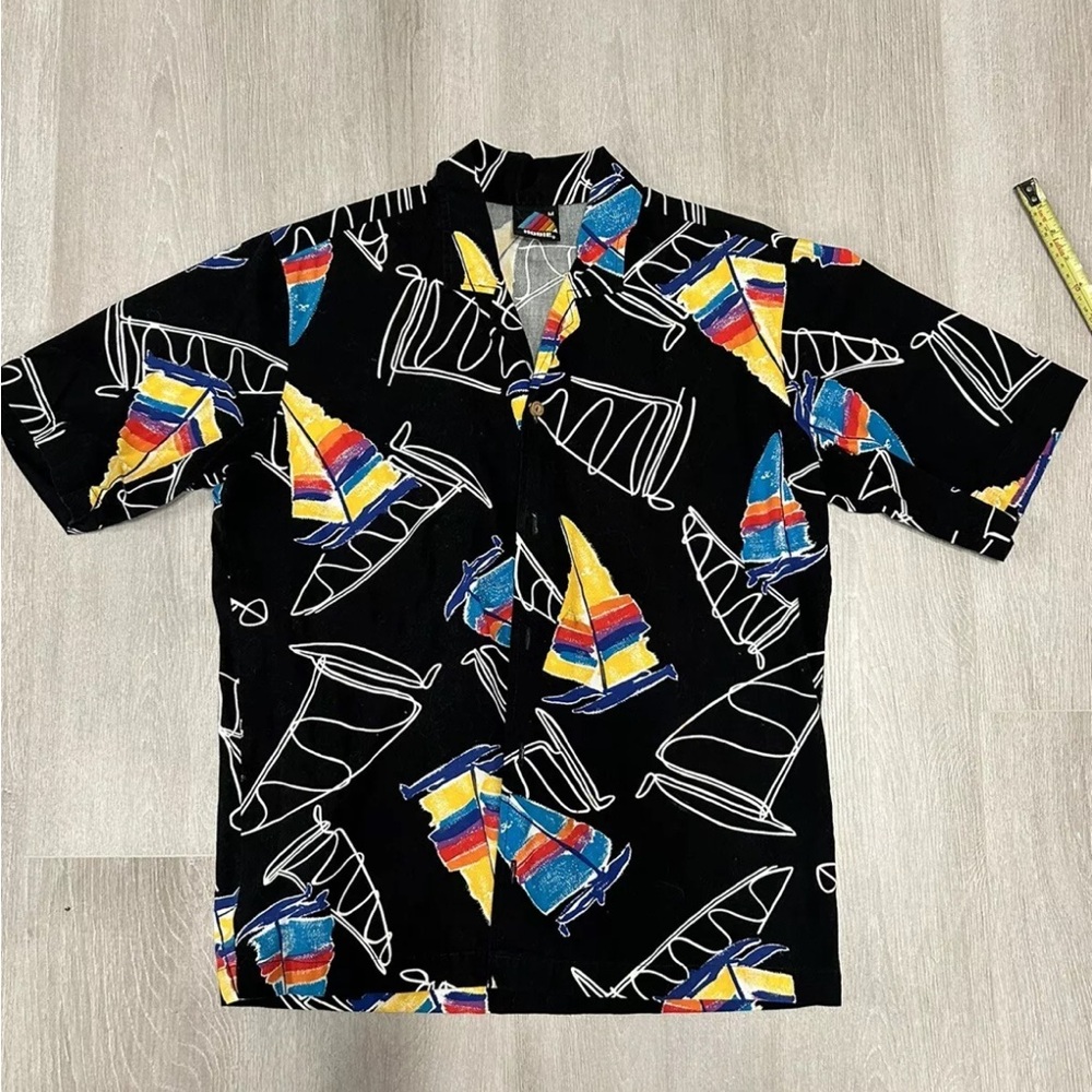Hobie Black Shirt with Colorful Sailboat Design